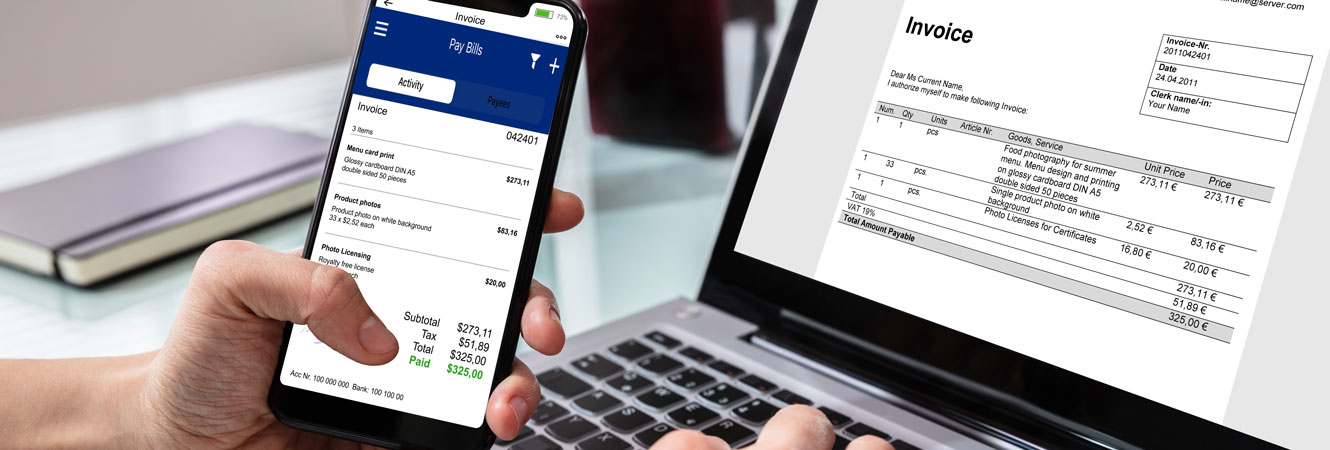 screen shot of online bill pay